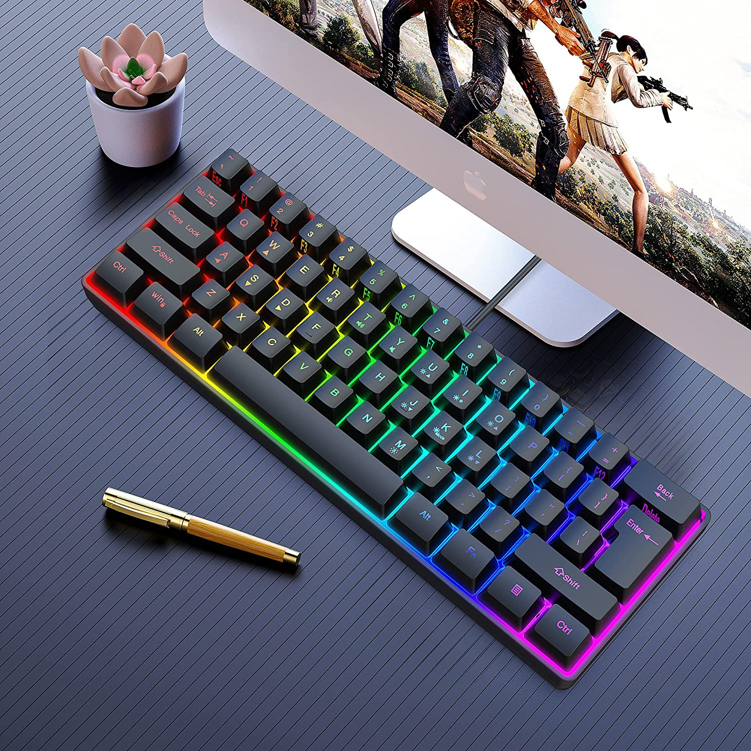 Snpurdiri 60%, RGB Backlit Ultra-Compact Wired Mini Gaming Keyboard